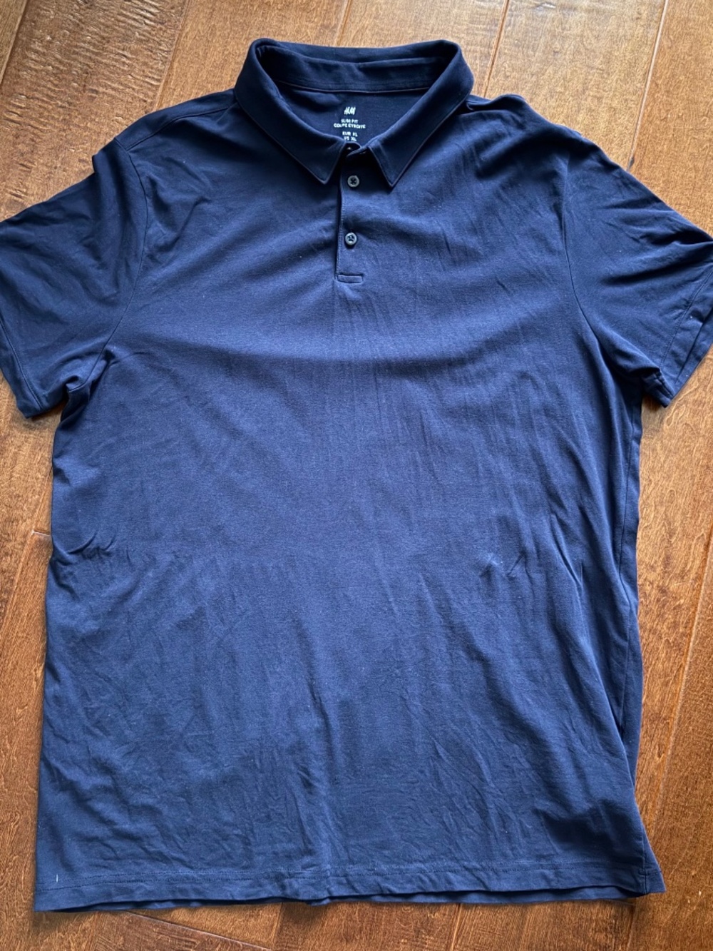 H&M Slim-Fit Polo Shirt XL Blue Navy